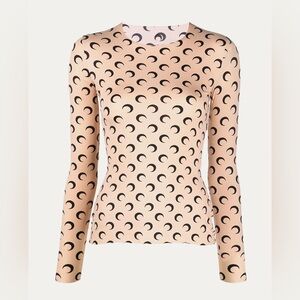 Marine Serre White Line Iconics Cresent Long Sleeve - XS